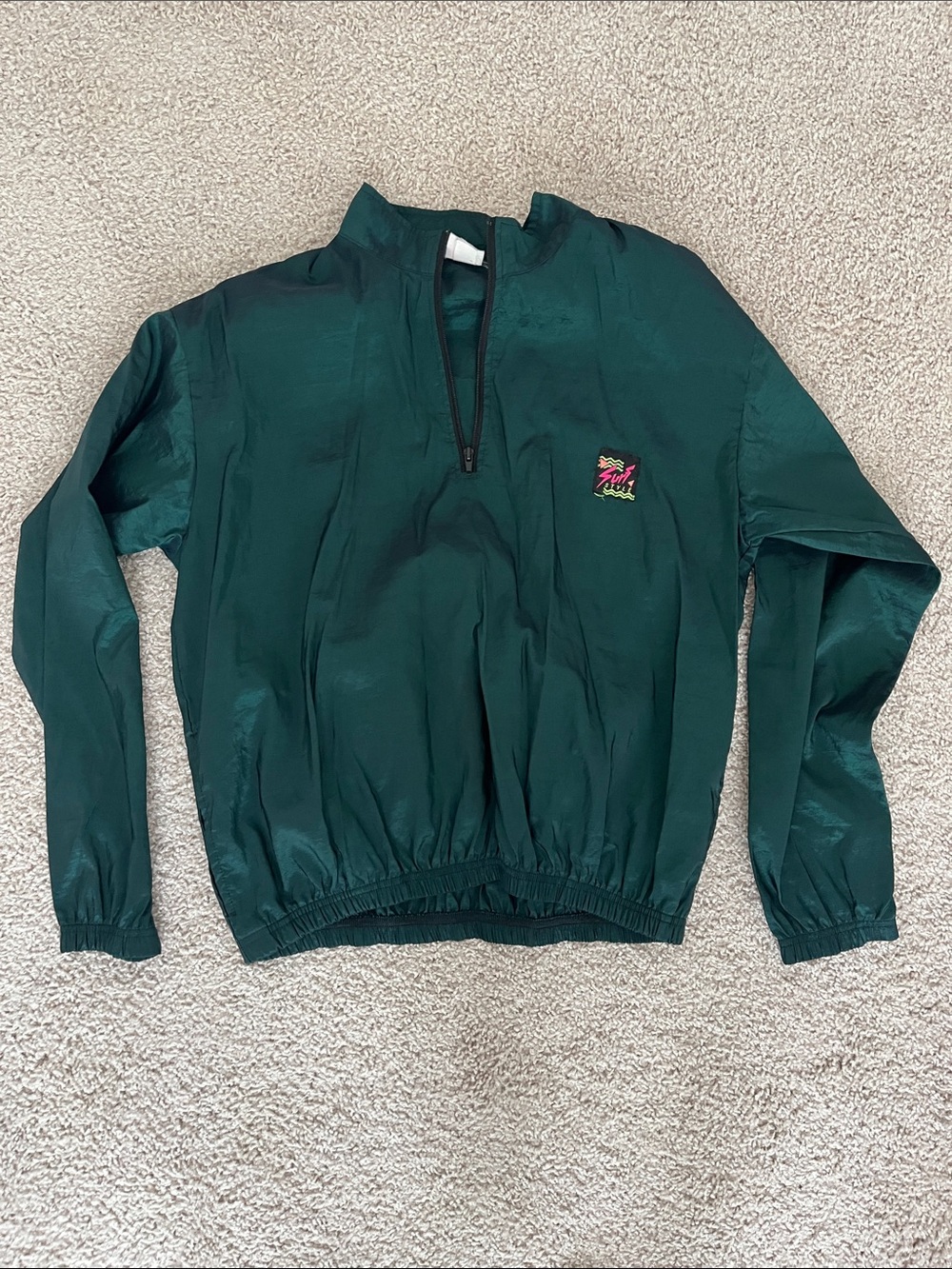 Surf Style Dark Green Pullover Windbreaker One Size